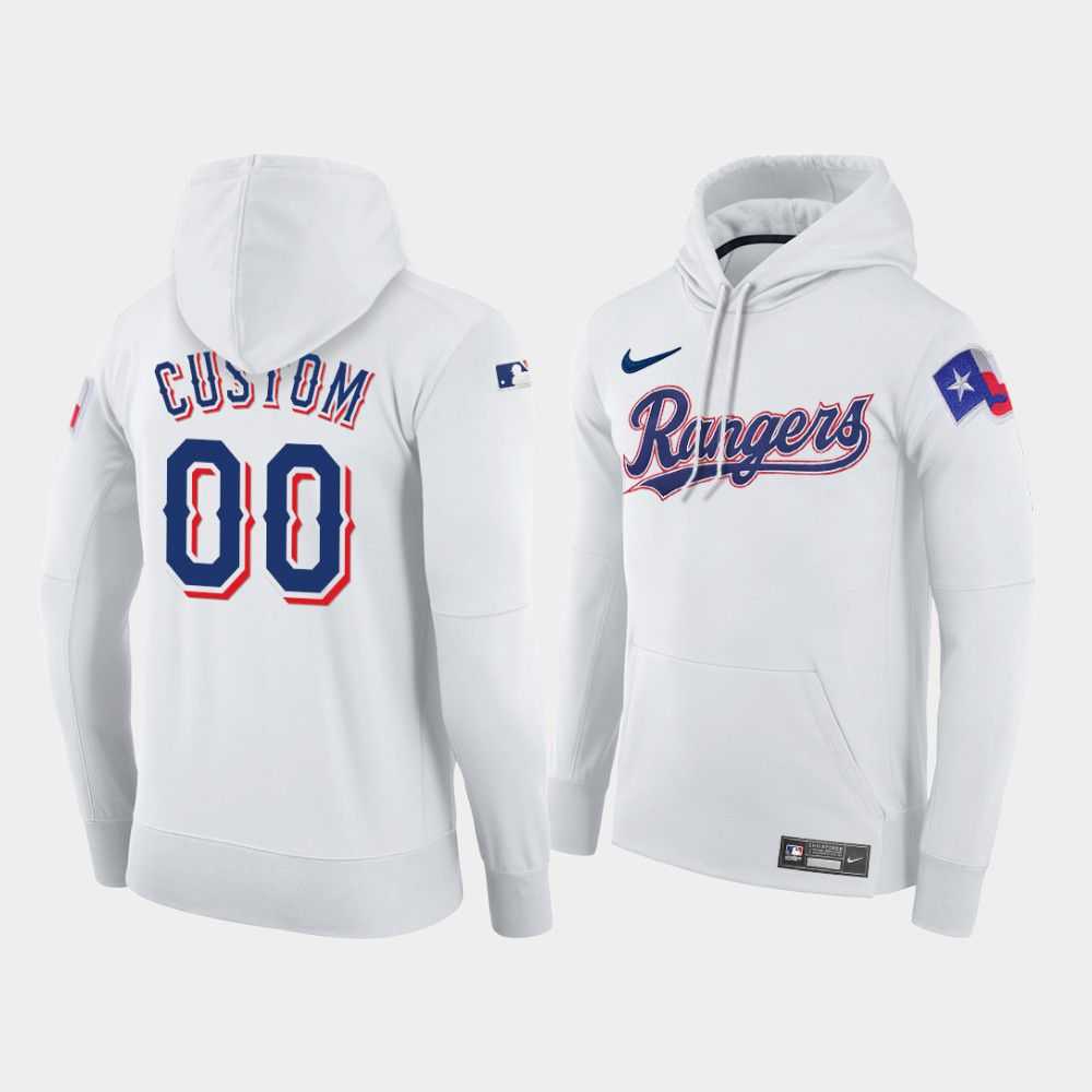 Men Texas Rangers 00 Custom white home hoodie 2021 MLB Nike Jerseys